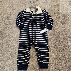 Carter's Navy and Cream Striped Footie